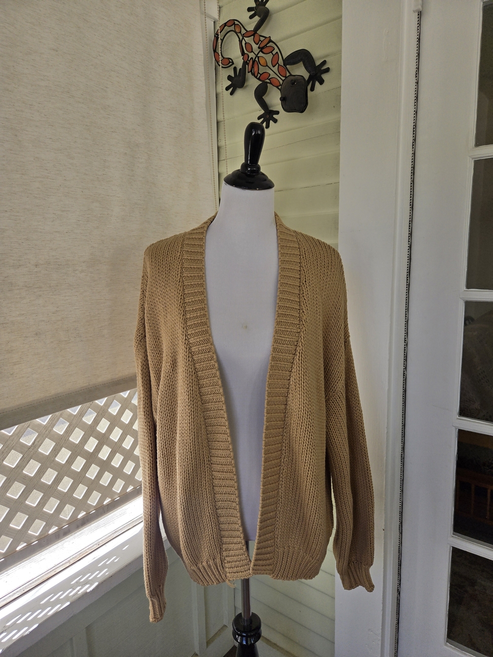 Open-Front Knit Cardigan Sweater - Camel - Picture 6 of 7